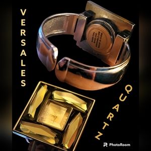 Vintage Versales Quartz cuff watch with crystal face